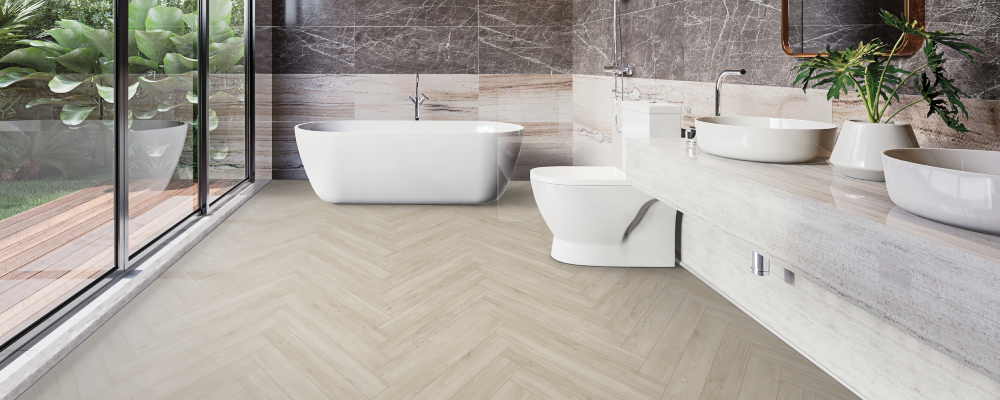 Water resistant Karastan Luxecraft luxury vinyl flooring for Austin bathrooms-1000x400