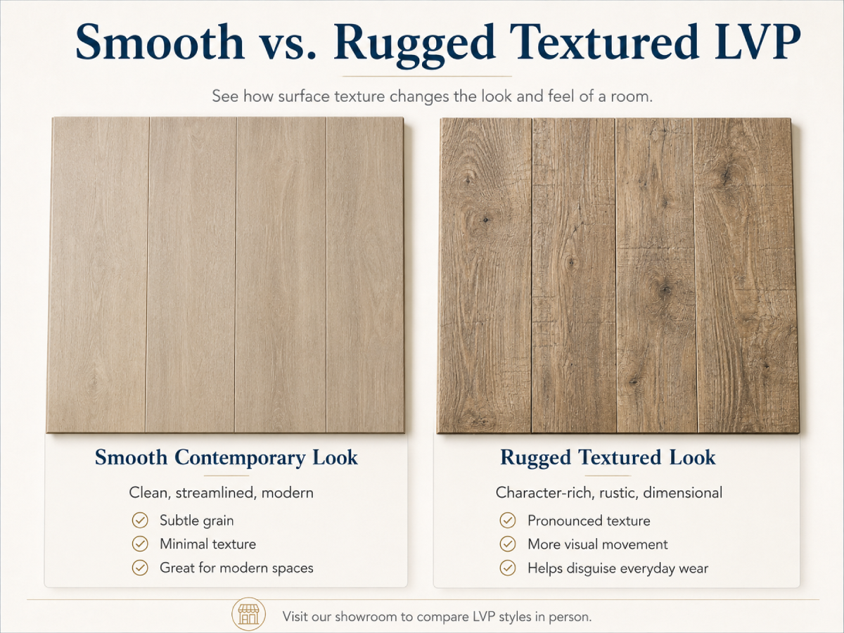 Smooth contemporry LVP compared with rugged texture LVP-1200x900